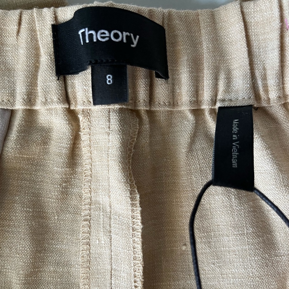 NWT Theory Treeca Linen Blend Pull On Capri Pant - Picture 5 of 6